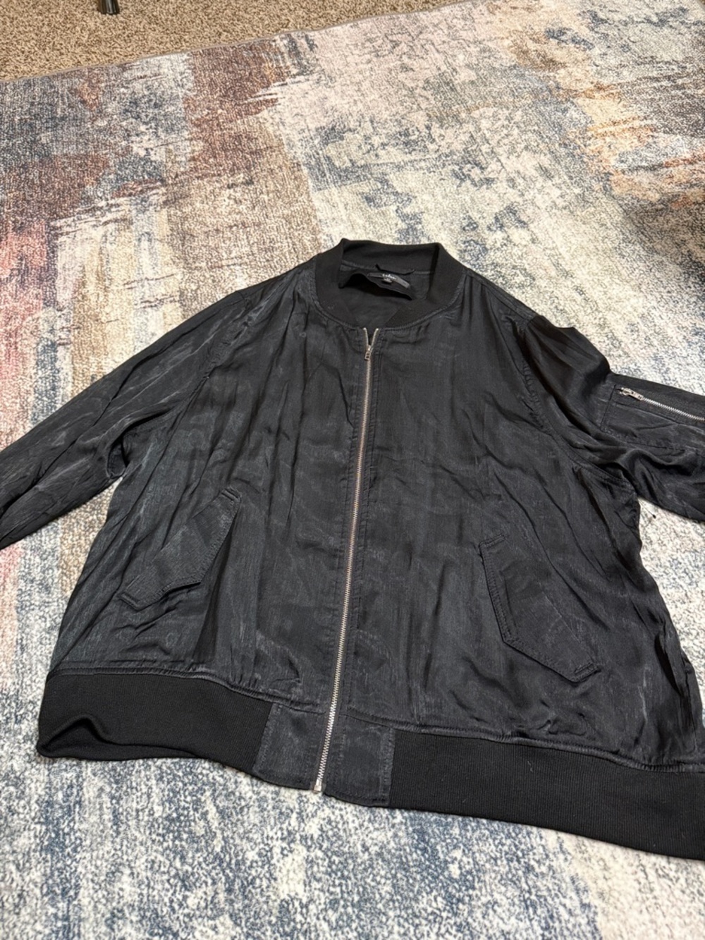 Lulus women’s Black Bomber Jacket - Lightweight Zip Front